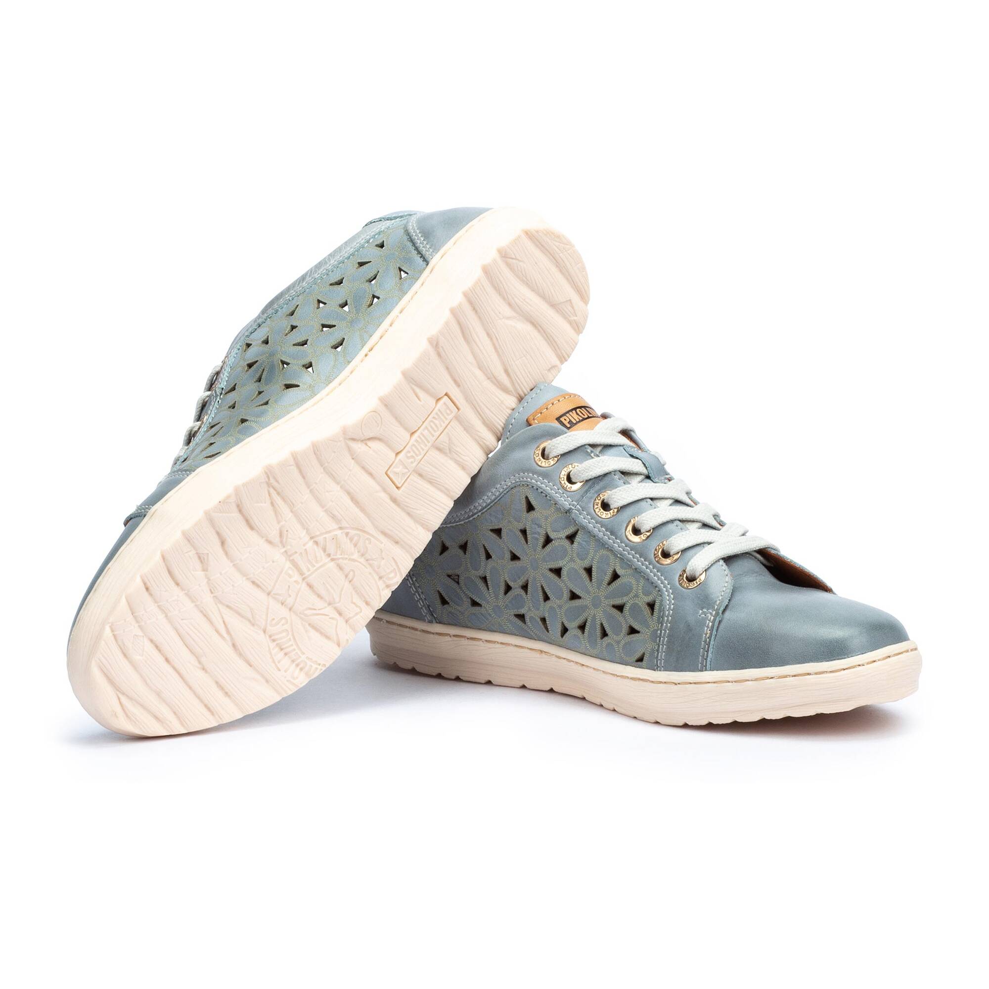 Leather sneakers with die-cut floral design LAGOS 901-6898