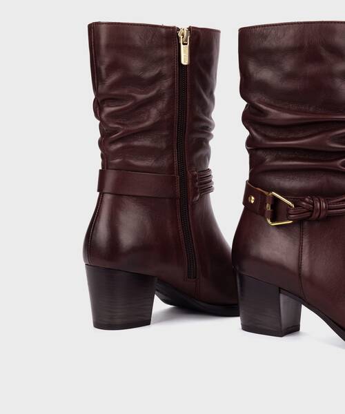 Women's mid-calf boots , ZAMORA W0E , ZAMORA W0E-9787 , CAOBA