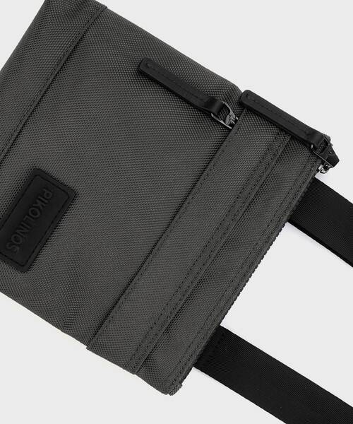 Men's textile crossbody bag with leather details , OLITE MHA , OLITE MHA-1500 , GREY