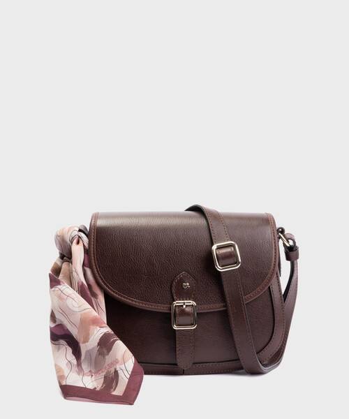 Bolsa de ombro em couro com len&ccedil;o para mulheres , TORMES WHA , TORMES WHA-VR1178 , CAOBA