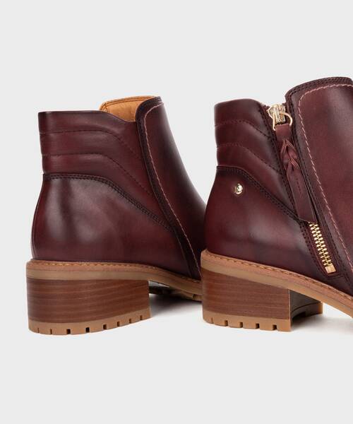 Women's ankle boots with exterior zipper , MEDINA W0D , MEDINA W0D-8581 , CAOBA