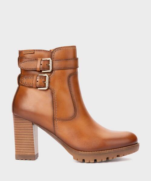 Heeled ankle boots with buckles , CONNELLY W7M , CONNELLY W7M-8854 , BRANDY