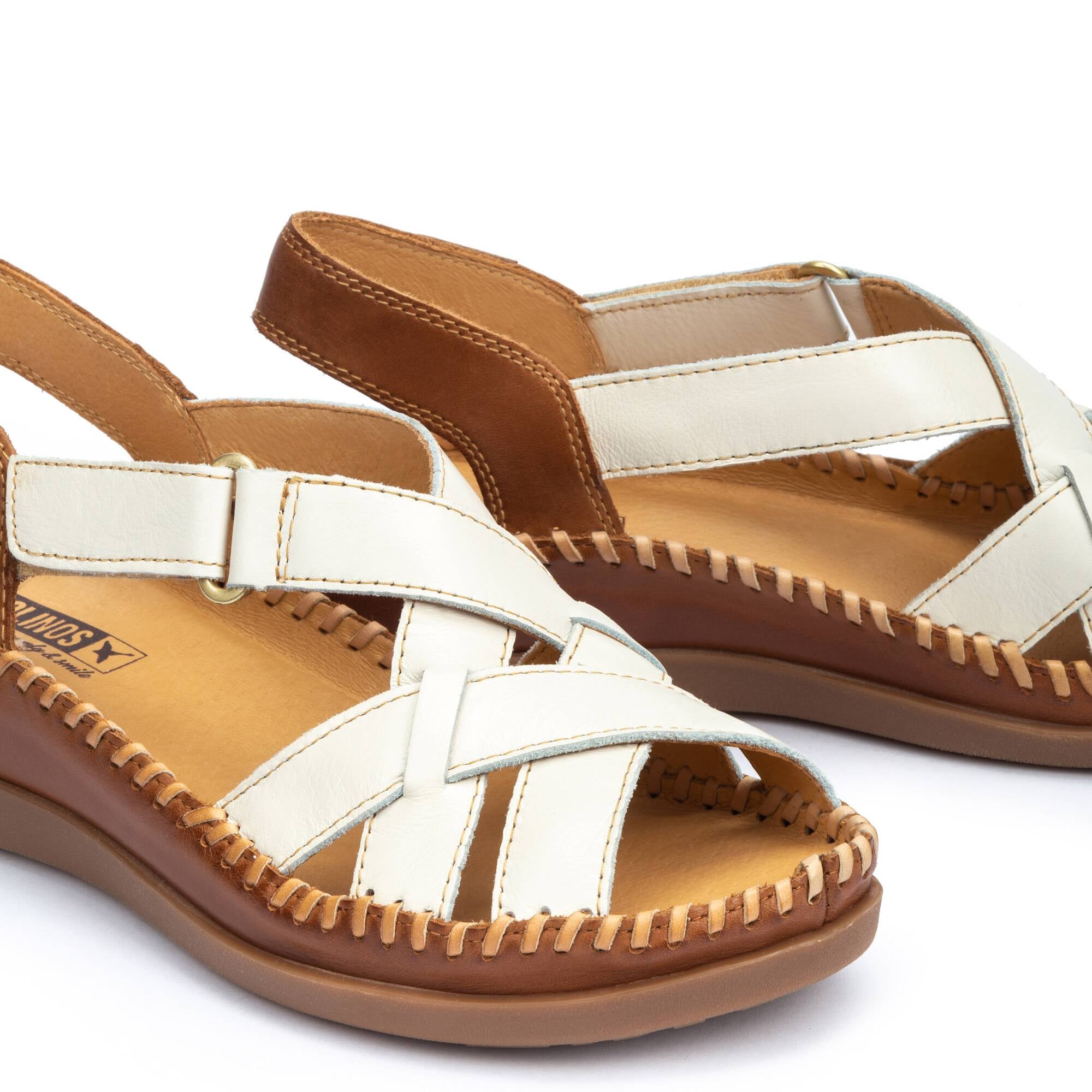 Women's wedge sandals with hook-and-loop closure CADAQUES W8K-0741
