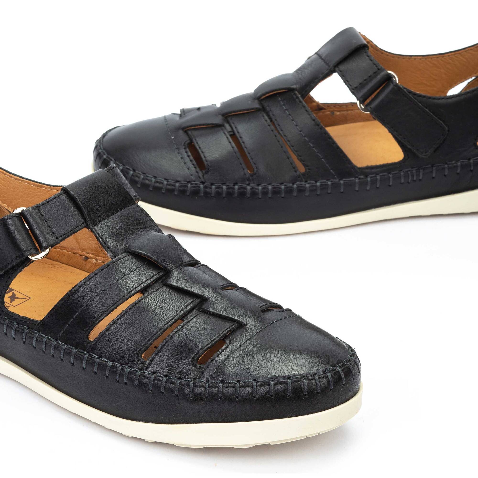 Women's semi-open shoes with hook-and-loop closure SOLLER W8B-0839
