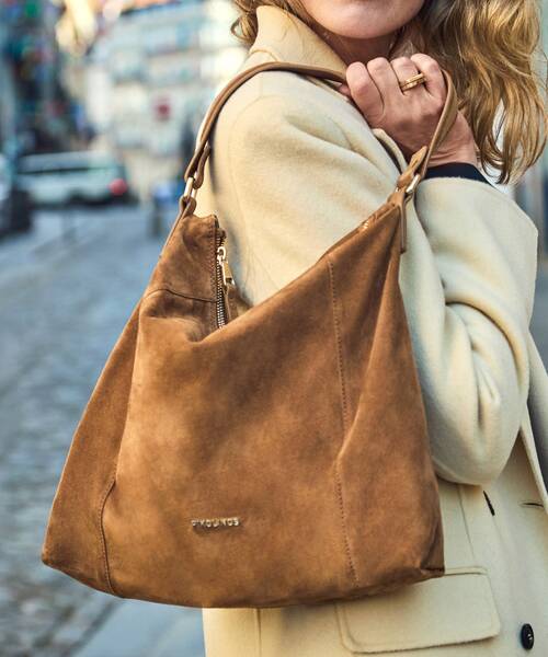Bolso de serraje con ca&iacute;da para mujer , FRIAS WHA , FRIAS WHA-679SE , BRANDY