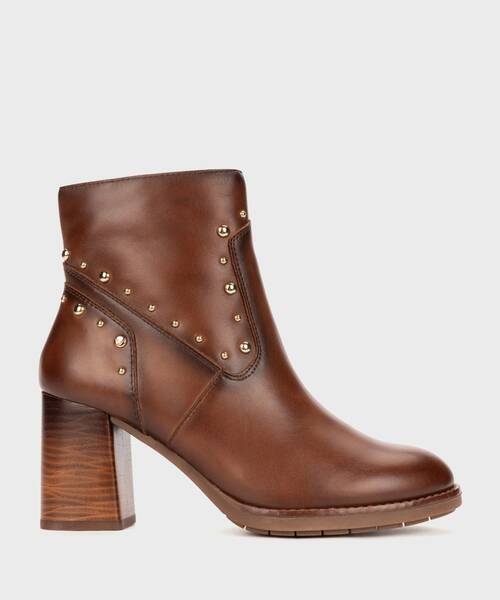 Women's heeled ankle boots with studs , PALENCIA W9U , PALENCIA W9U-8586 , CUERO
