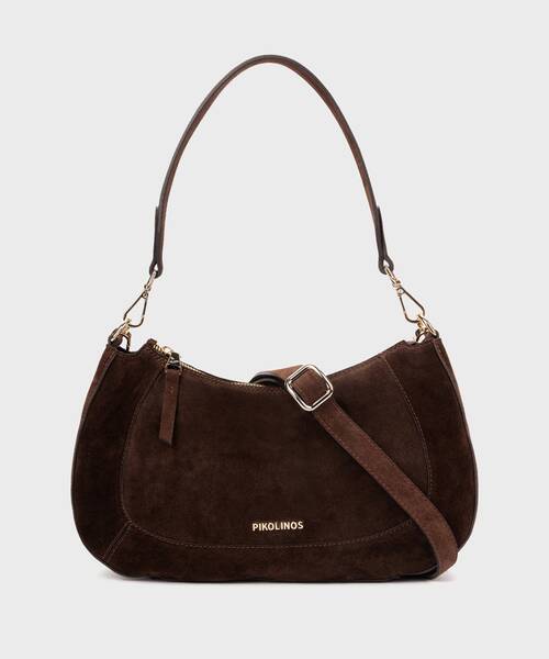 Suede handbag with zip closure for women. , ARES WHA , ARES WHA-663SE , OLMO