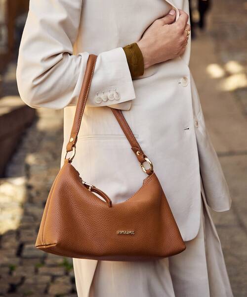 Small handbag with double handles for women , BEGET WHA , BEGET WHA-1152 , BRANDY