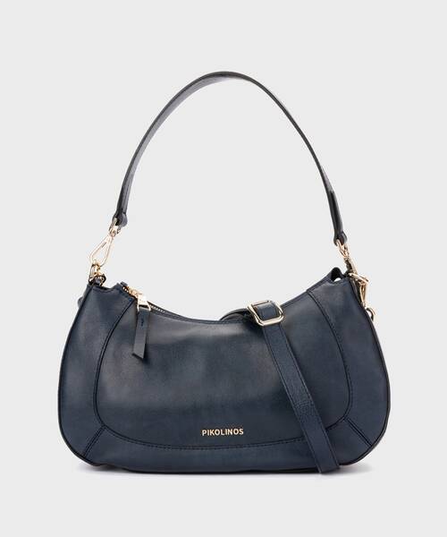 Leather handbag with zip closure for women. , ARES WHA , ARES WHA-663C1 , BLUE