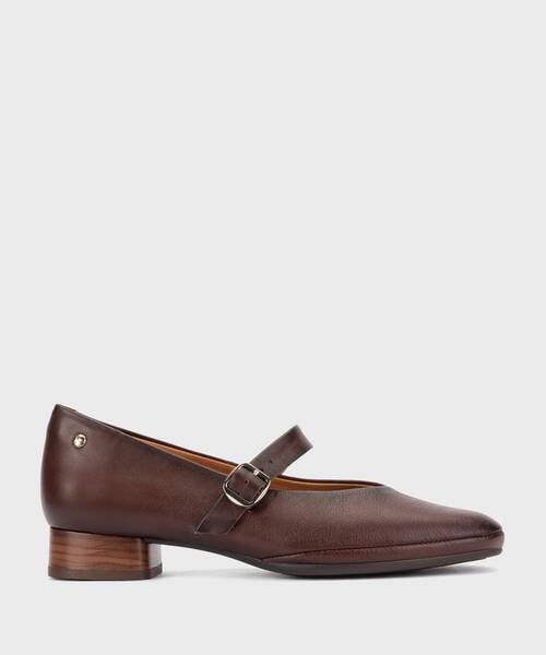 Women's low-heel wide fit flats , UBEDA W2N , UBEDA HAW2N-5592CO , CAOBA