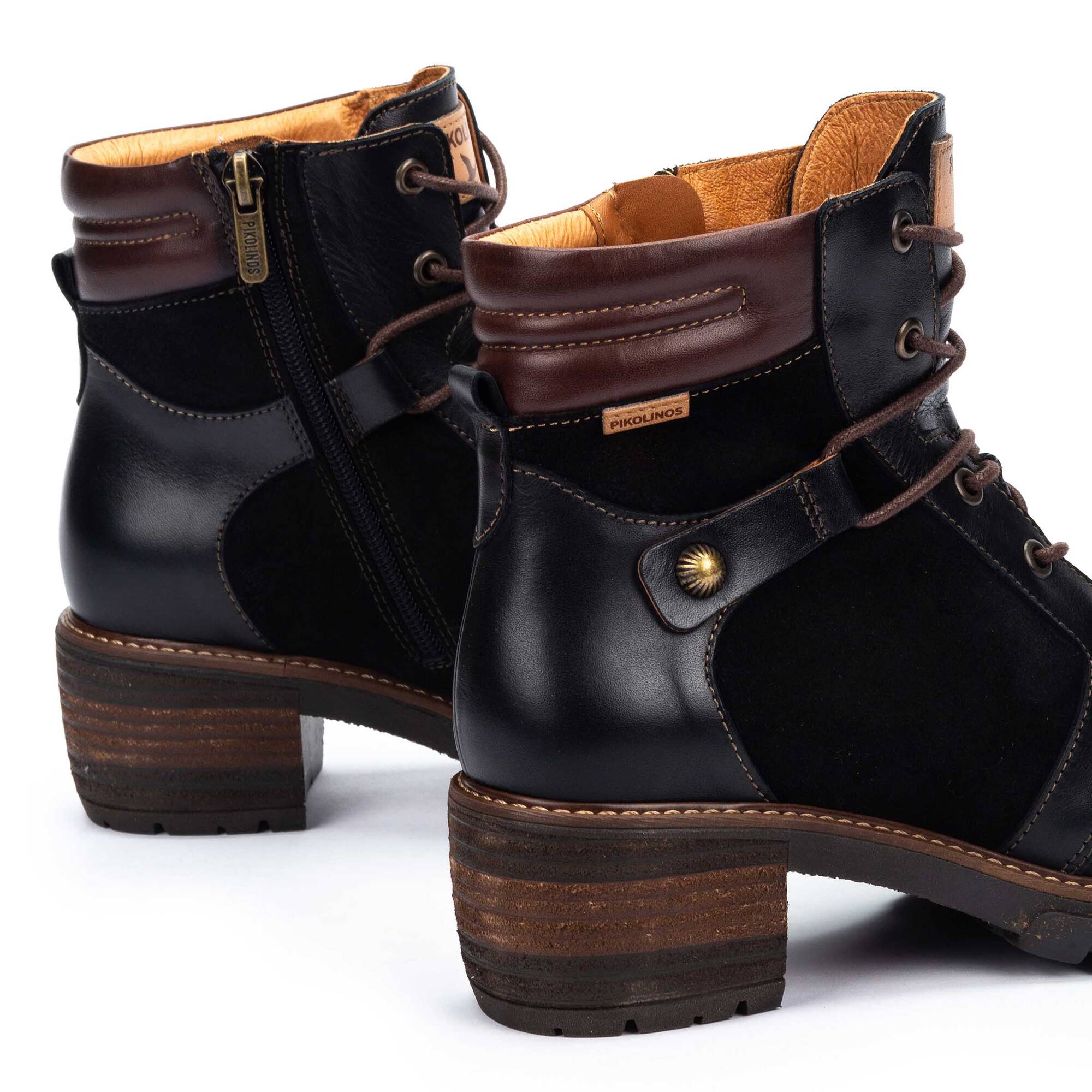 Pikolinos Stivaletti Donna Pelle San Sebastia – Tacco 5 Cm, Effetto Biker