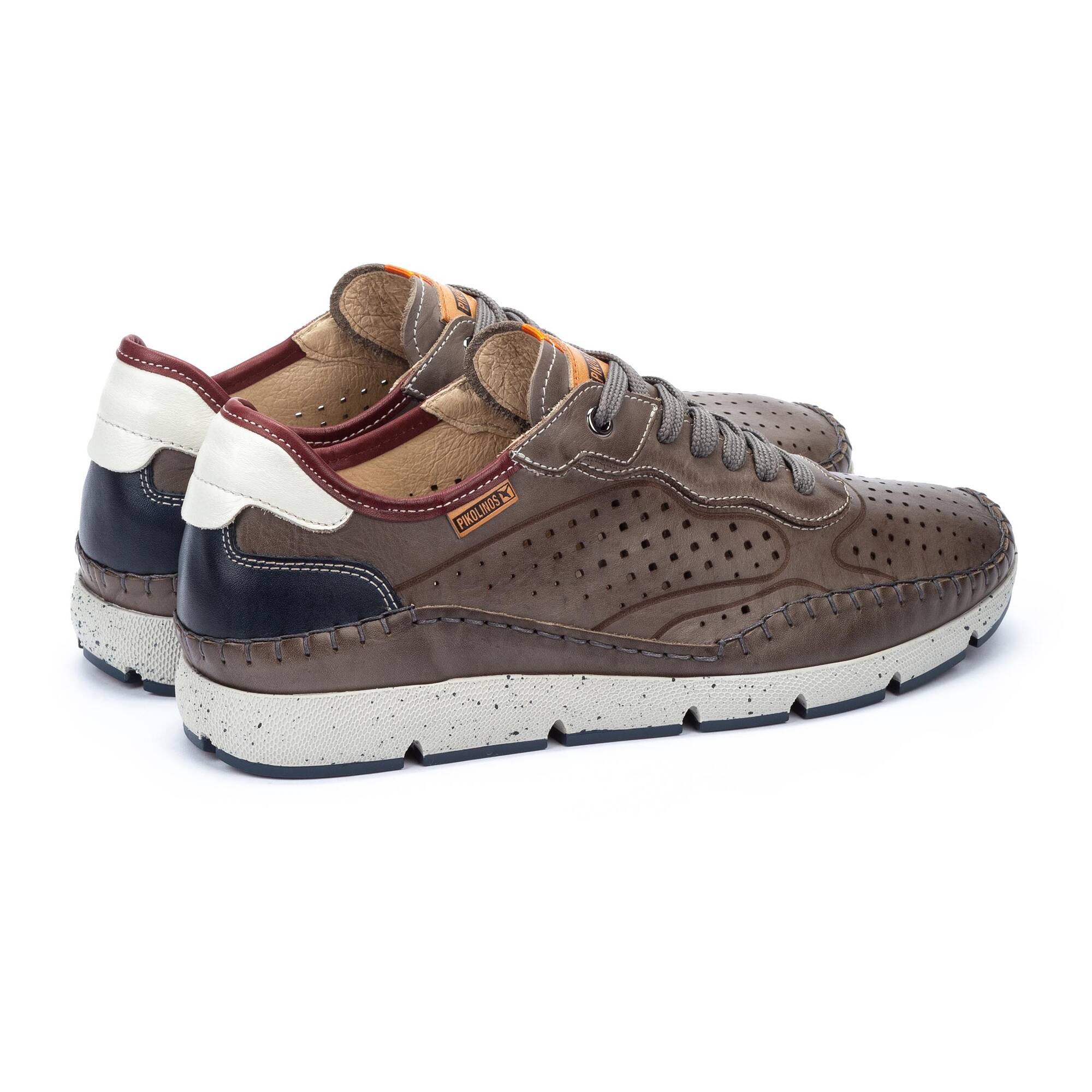 maron　① Men's punched leather sneakers FUENCARRAL M4U-6276 | Outlet PIKOLINOS