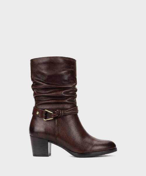 Women's mid-calf boots , ZAMORA W0E , ZAMORA W0E-9787 , CAOBA
