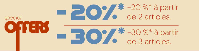 Special Offers 20%* if you buy 2 items. 30%* if you buy 3 or more items