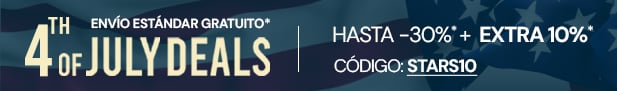 4th of July Deals. Hasta -30%* + extra 10%*. Envío estándar gratuito*. Código STARS10